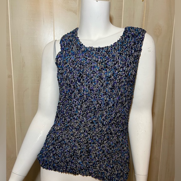 gianni Tops - Vintage 90s/Y2K Gianni Silk Blend Knit Tank Top - Multicolor Sophistication Med